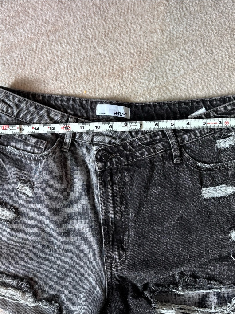 Vervet Black Two-Tone Washed Black Distressed Denim Shorts - Picture 7 of 10